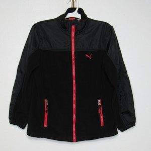 Puma Boys Black Sport Lifestyle Meet Performance Fleece Jacket Size M